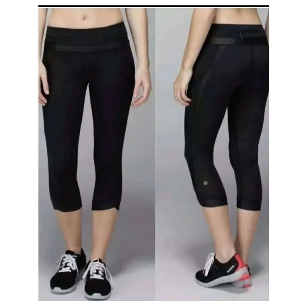 Lululemon savana satin trimmed leggings 21” EUC size 8